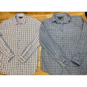 (2)‎ Banana Republic Men's L Large Long Sleeve Plaid Shirts Standard Fit